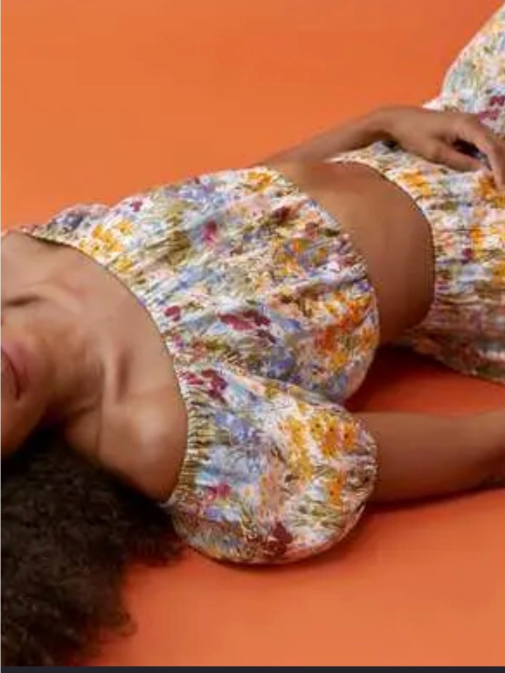 Reformation Scallop Linen Floral Crop Top Countryside Size Large